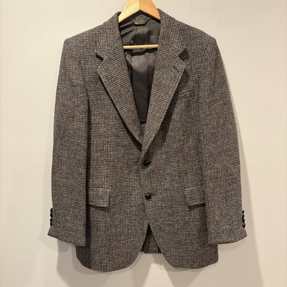 Mens Vtg Harris Tweed Unstructured Sport Coat Sz 40L Single Vent Scotland Blazer